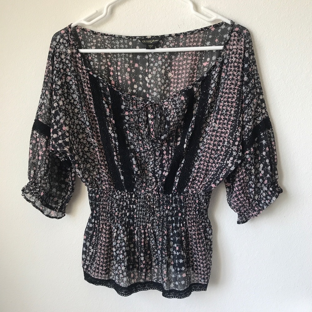 Guess Jeans Floral Peplum Top